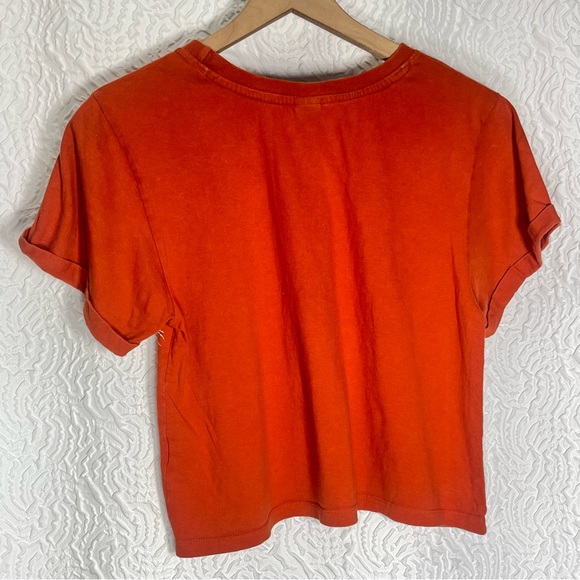 VIBE ‘N Burnt Orange Cuffed Sleeve 100% Cotton Mountain View Tee - Picture 5 of 5